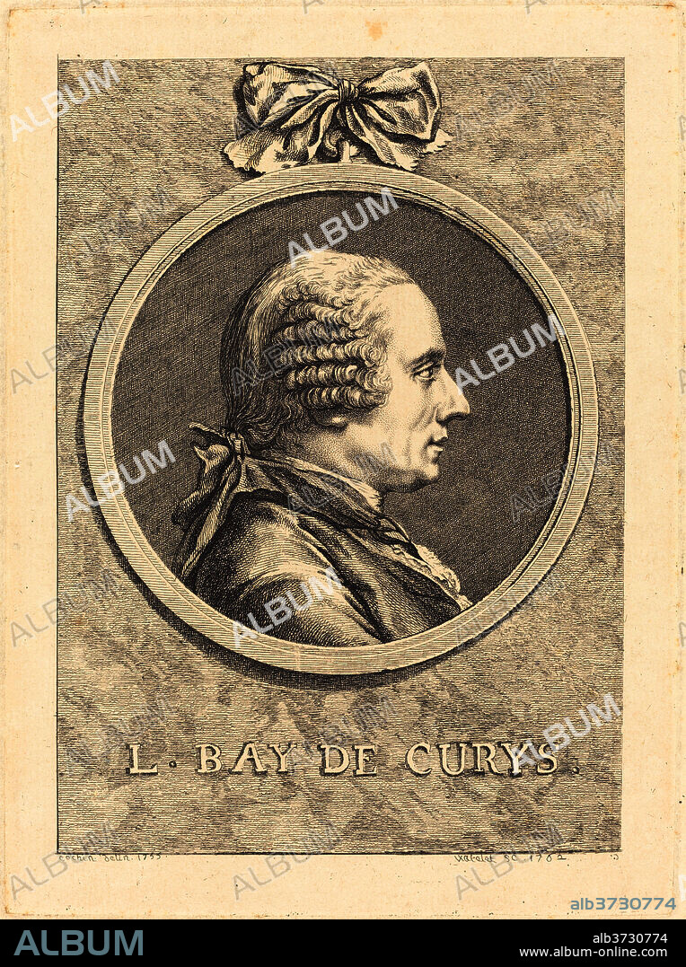 CLAUDE HENRI WATELET AFTER CHARLES-NICOLAS COCHIN II. L. Bay de Curys. Dated: 1762. Dimensions: plate: 19.7 x 14.5 cm (7 3/4 x 5 11/16 in.)  sheet: 30 x 21.9 cm (11 13/16 x 8 5/8 in.). Medium: engraving and etching on laid paper.