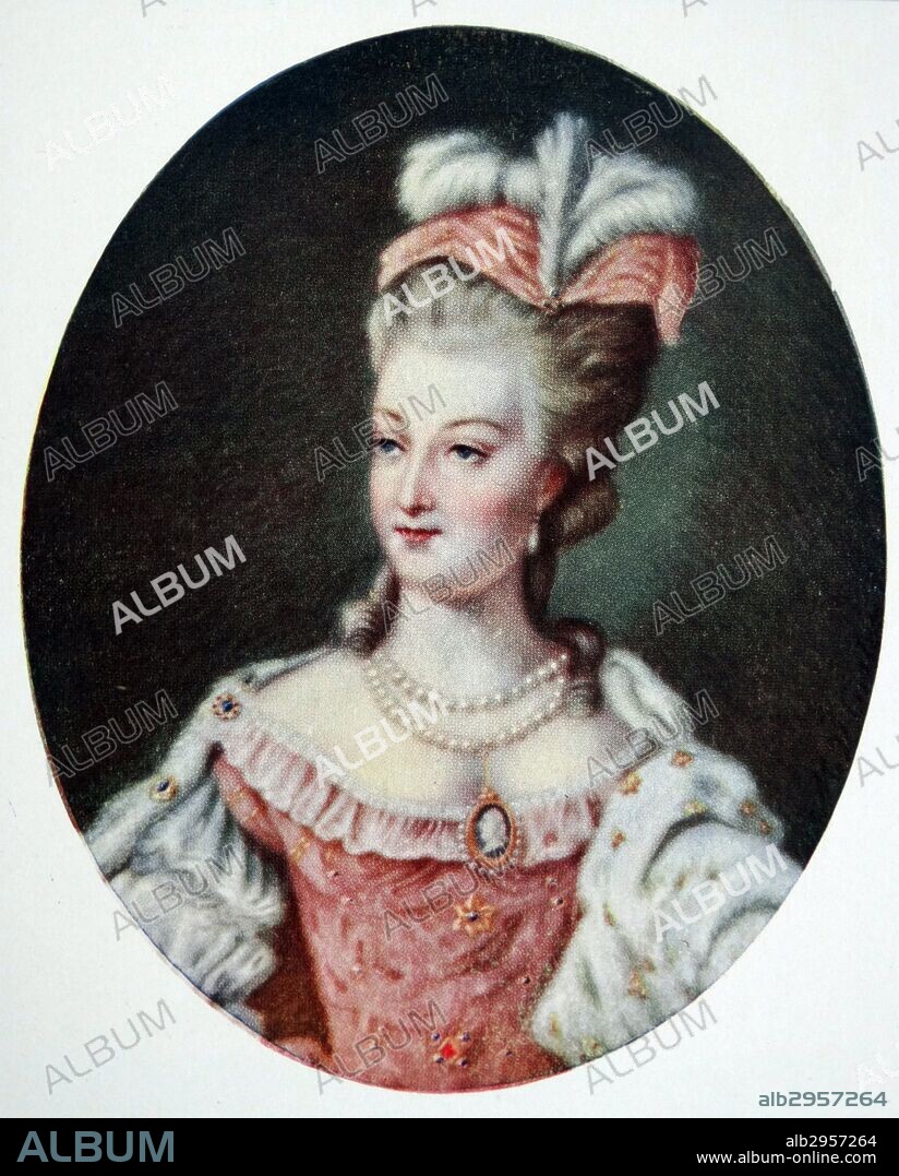 Marie Antoinette (1755-1783) born an Archduchess of Austria, was Dauphine of France from 1770-1774 and Queen of France and Navarre from 1774-1792. By M. V. Costa.