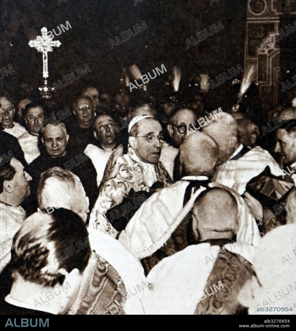 Photographic print of the ninth anniversary of the coronation of Pope Pius XII (1876-1958) at the Vatican. Dated 20th Century.