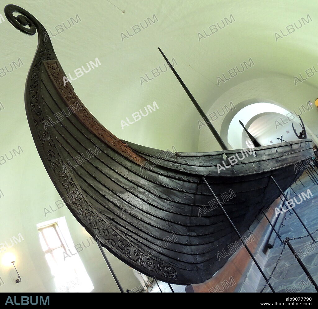 The Oseberg ship . A Viking ship discovered in a large burial mound at the Oseberg farm near Tønsberg in Vestfold county, Norway. Dating from around 800 AD, the ship was excavated by Norwegian archaeologist Haakon Shetelig and Swedish archaeologist Gabriel Gustafson in 1904-1905. The ship is displayed at the Viking Ship Museum, in Bygdøy.