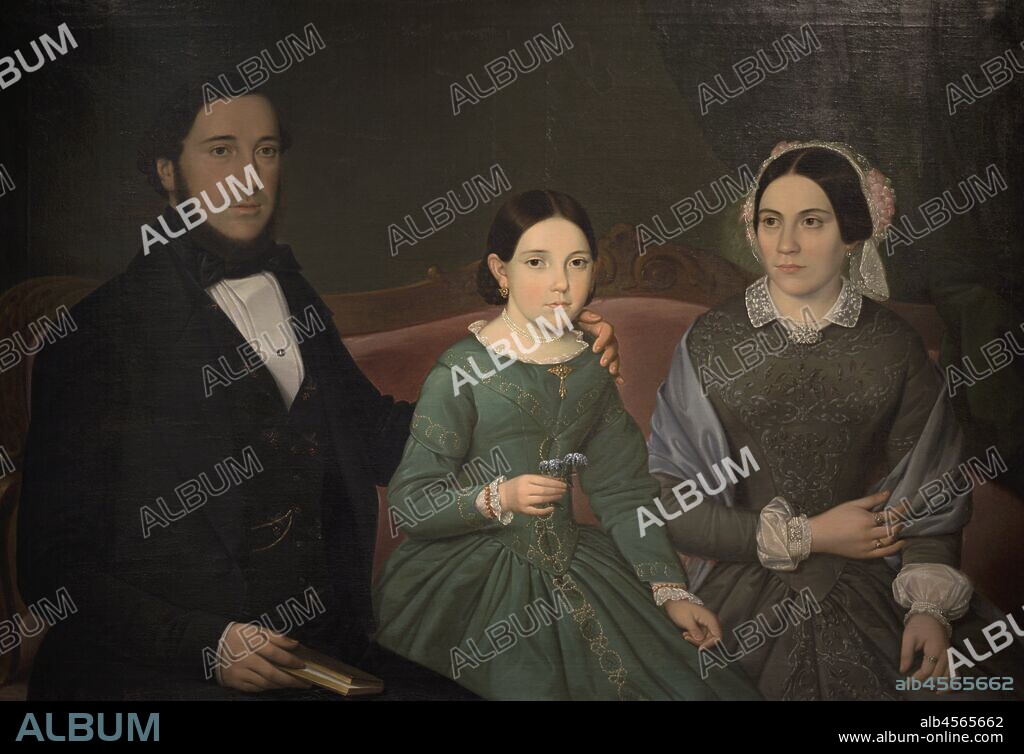 Joao de Almeida Santos (? -1875). Pintor portugués. Maria Clotilde Farias Fernandes y familia, 1850. Museo de la Misericordia de Porto (Museu da Misericordia do Porto). Oporto (Porto). Portugal.