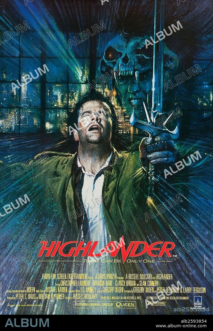 Poster de LOS INMORTALES, 1986 (HIGHLANDER), dirigida por RUSSELL MULCAHY. Copyright COLUMBIA/CANNON/WARNER.