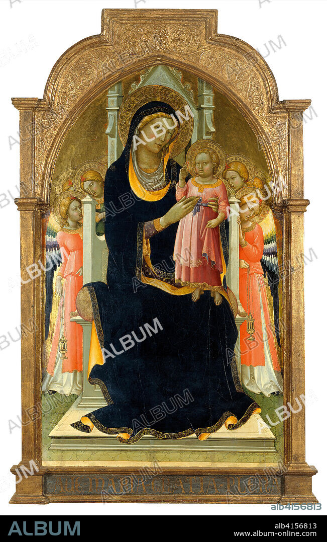 Lorenzo Monaco ((?), 1370/75 -Florence (?), 1425/30). The Virgin and Child enthroned with six Angels (ca. 1415 - 1420). Tempera and gold on panel. 147 x 82 cm.