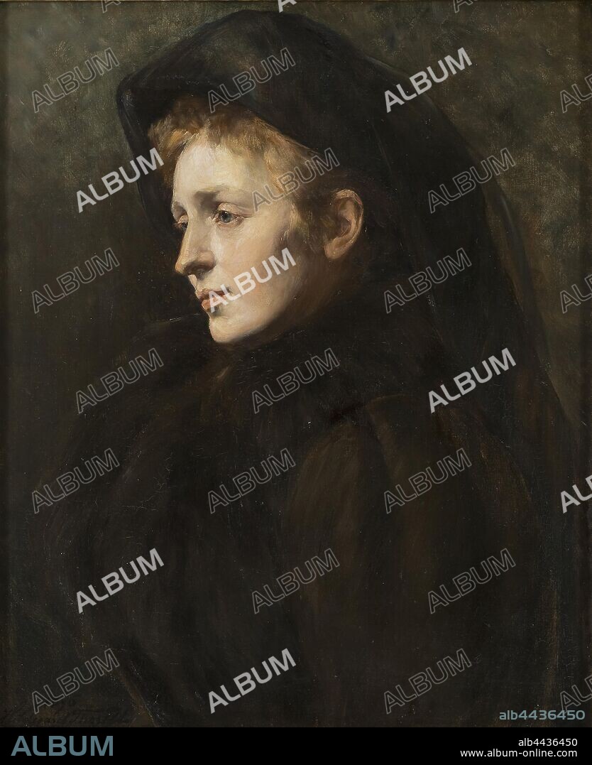 Hildegard Thorell, Lady in Mourning, Sorgklädd dam, painting, 1896, oil on canvas, Height, 62 cm (24.4 inches), Width, 51 cm (20 inches), Signed, Hildegard Thorell 1896.