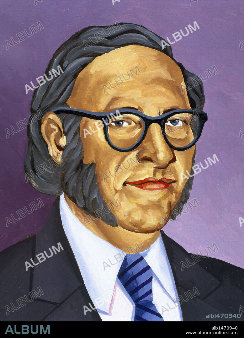 ISAAC ASIMOV (1920-1992). Escritor estadounidense de origen ruso. Dibujo.