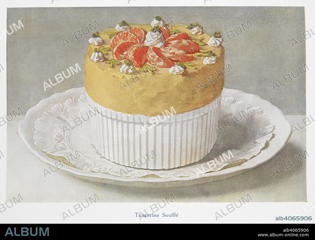 MARGARET ALICE FAIRCLOUGH and ALEXANDER HAMILTON SANDS. Tangerine SoufflÃ©. The Ideal Cookery Book, etc. [With plates.]. London : George Routledge & Sons, 1914. Source: 7950.g.12 opposite page 758.