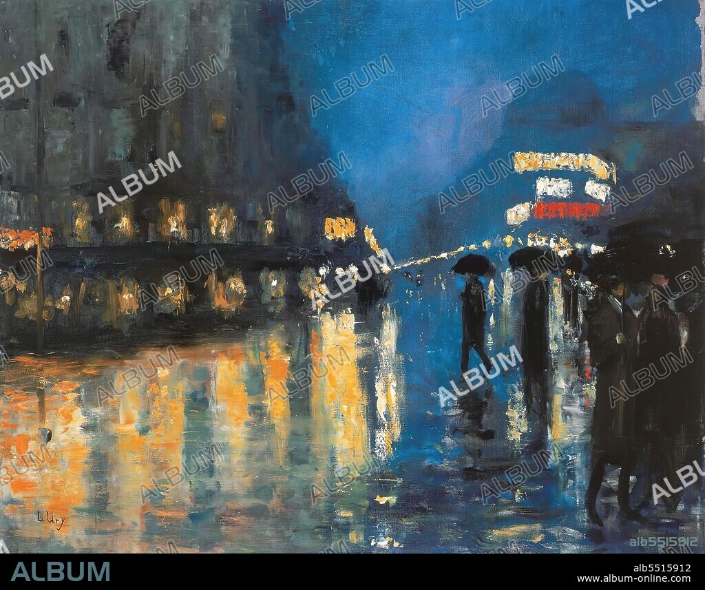 Lesser Ury/ Potsdamer Platz at Night, Mid-1920s, oil on canvas, 79.6 x 100.0 cm, Israel Photo Museum Collection.