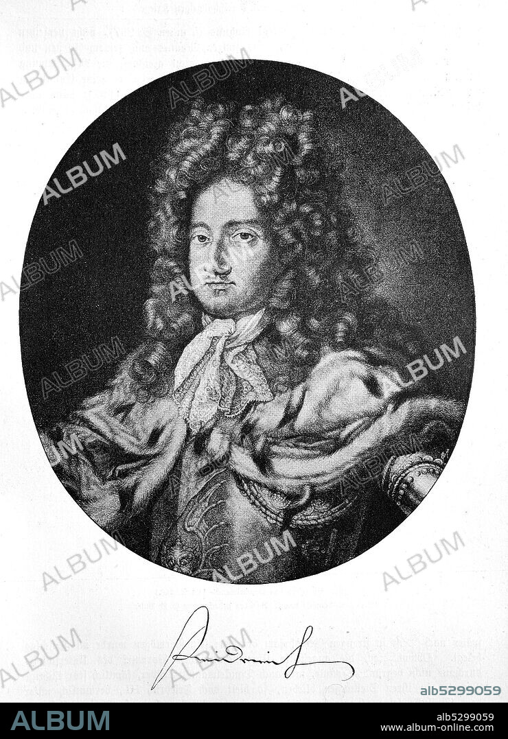 Frederick I, July 11, 1657-25. February 1713, Hohenzollern was the first Prussian king; since 1688 as Friedrich III. Margrave of Brandenburg and Elector of the Holy Roman Empire and sovereign duke in Prussia, he took the name Friedrich I as king in 1701.