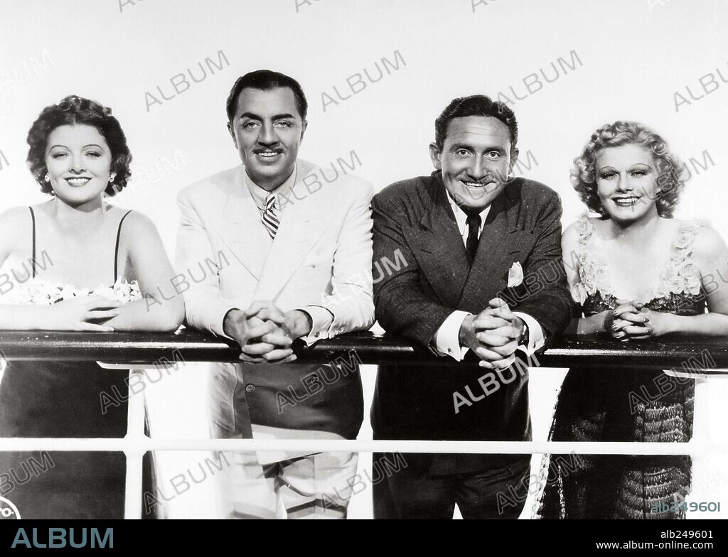 JEAN HARLOW, MYRNA LOY, SPENCER TRACY and WILLIAM POWELL in LIBELED LADY, 1936, directed by JACK CONWAY. Copyright M.G.M.