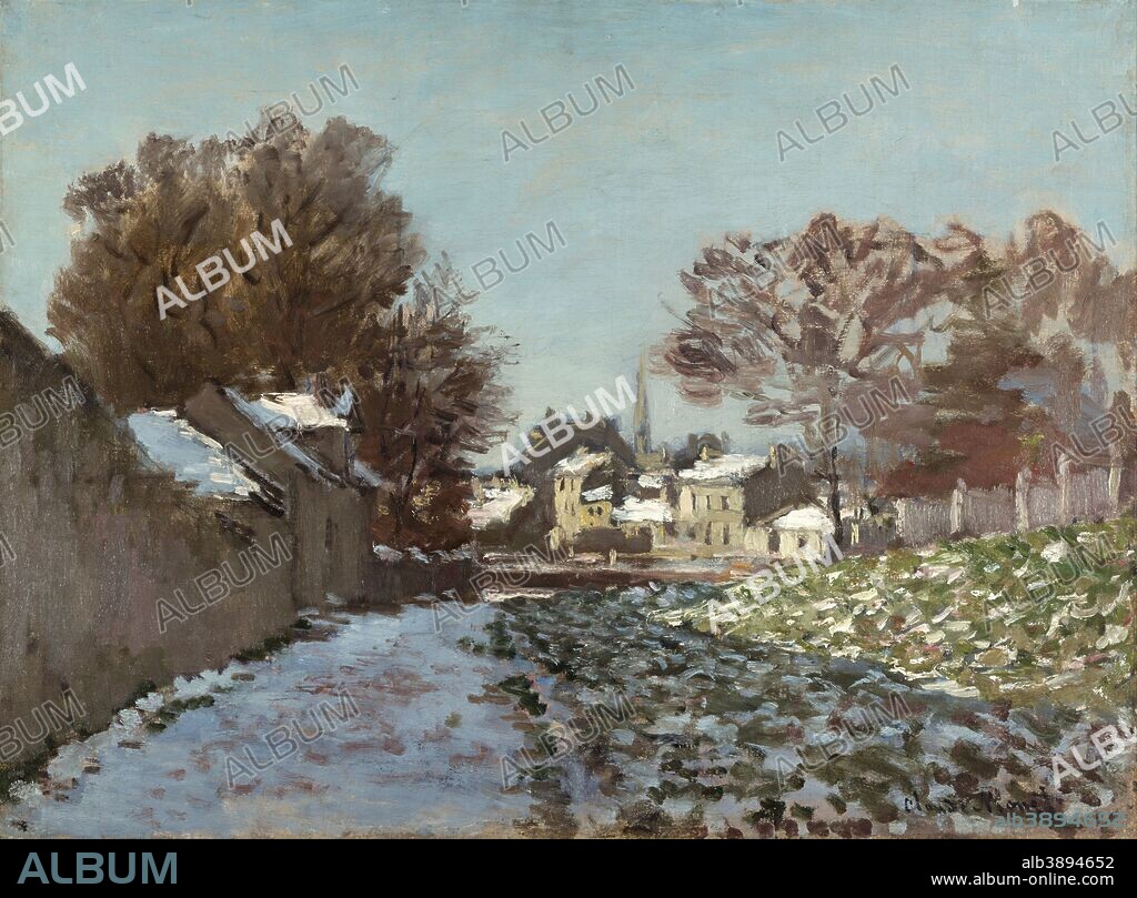 CLAUDE MONET. Snow at Argenteuil. Date/Period: Ca. 1874-1875. Painting. Oil on canvas. Height: 50.1 cm (19.7 in); Width: 67.9 cm (26.7 in).