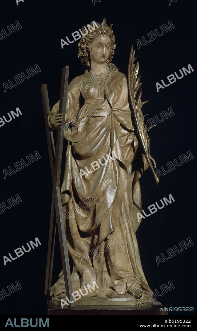 ANTONIO CLAPEROS. ESTATUA DE SANTA EULALIA EN TERRACOTA PROCEDENTE DE LA PUERTA DE LA CATEDRAL - SIGLO XV.