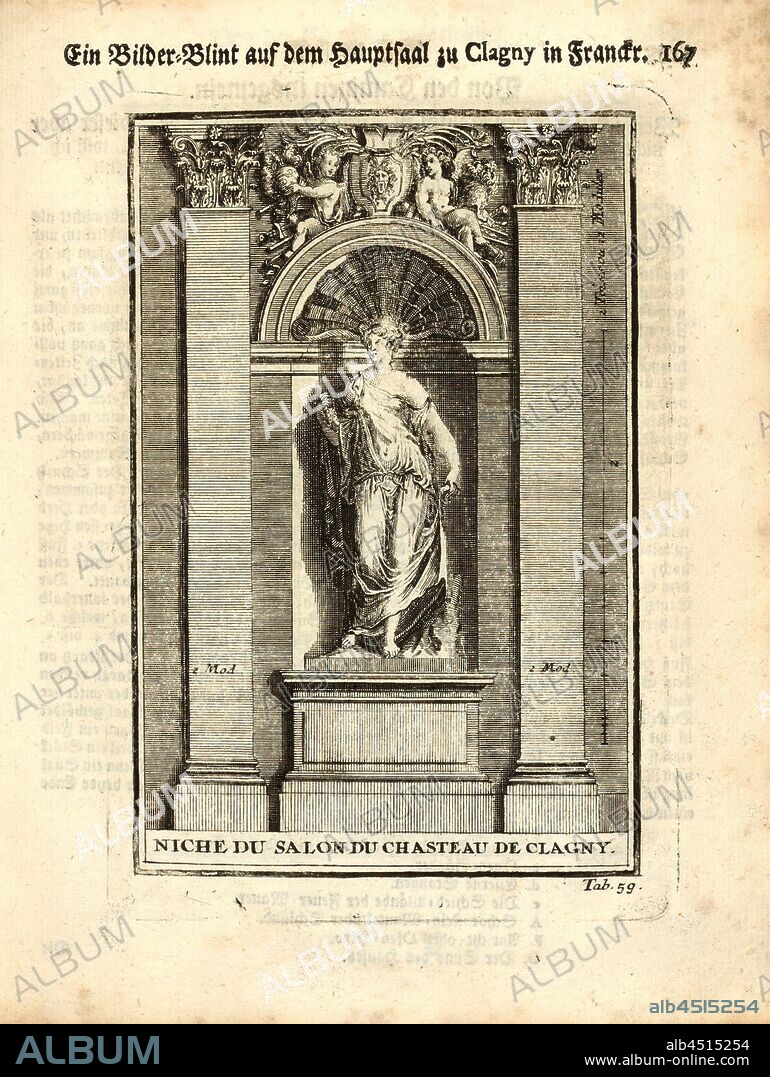 Niche of the Chasteau de Clagny, Niche in the Château de Clagny, Tab. 59, p. 167, Augustin-Charles d'Aviler, Vignola, Michelangelo, Leonhard Christoph Sturm, Hertel: Ausführliche Anleitung zu der gantzen Civil-Bau-Kunst [...]. Augspurg: bey Johann Georg Hertel, 1747.
