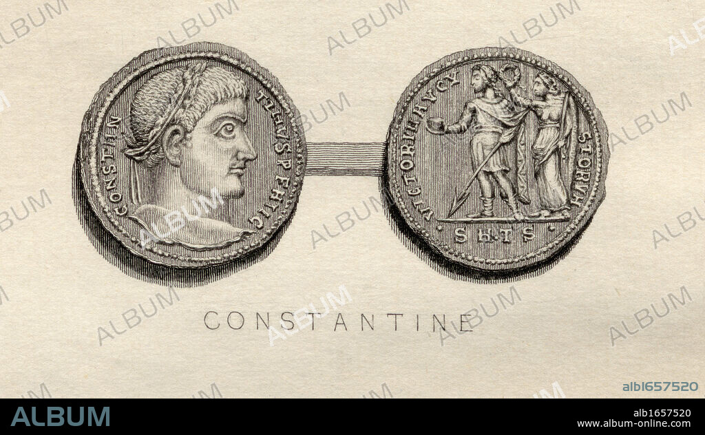 Solidus coin from the time of Constantine I, Flavius Valerius Constantinus A.D. 285 - 337. Roman Emperor.