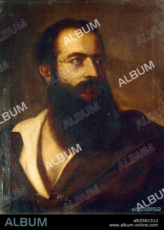 Orsini, Felice révolutionnaire italien. (leader de l'attentat manqué de l'empereur Napoléon III, le 14 janvier 1858). Meldola (Forli) 1819 - (exécuté à) Paris 13.3.1858. Portrait. Tableau, école italienne, 19ème siècle. Paris, Musée Carnavalet.