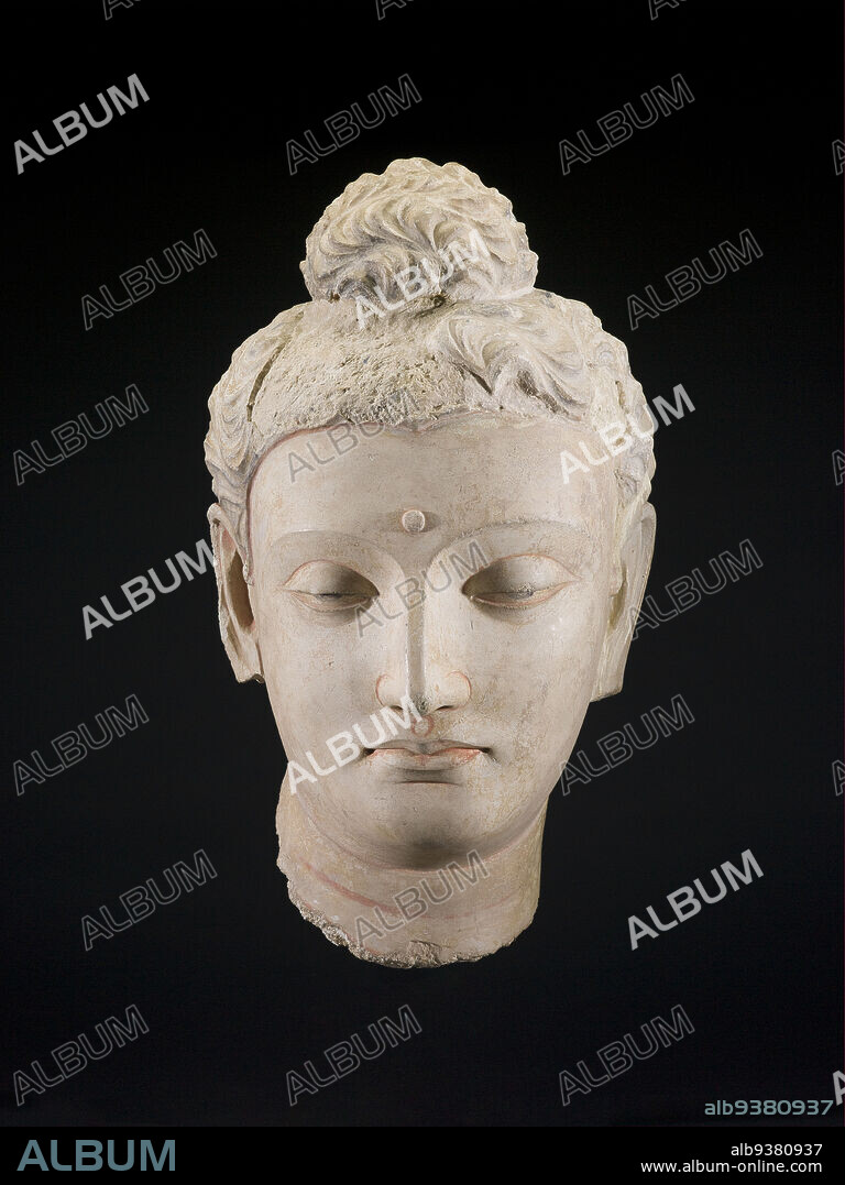 Head of a Buddha, Gandhran, probably Kidarite dynasty, 3rd5th century, 4th century, Stucco with traces of pigment, Hadda, Punjab province, Pakistan, Asia, Sculpture, stone & mineral, 18 x 11 1/2 x 10 1/2 in. (45.7 x 29.2 x 26.7 cm).