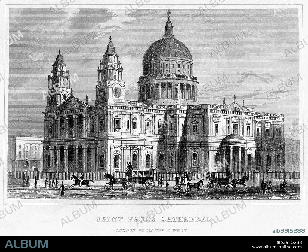 St Paul's Cathedral, City of London. View of the cathedral which was built by Sir Christopher Wren after the previous cathedral was destroyed in the Great Fire of London (1666).