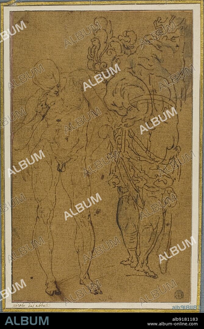 Male Nude and Warrior in Armor, n.d. Style of Giulio Benso.