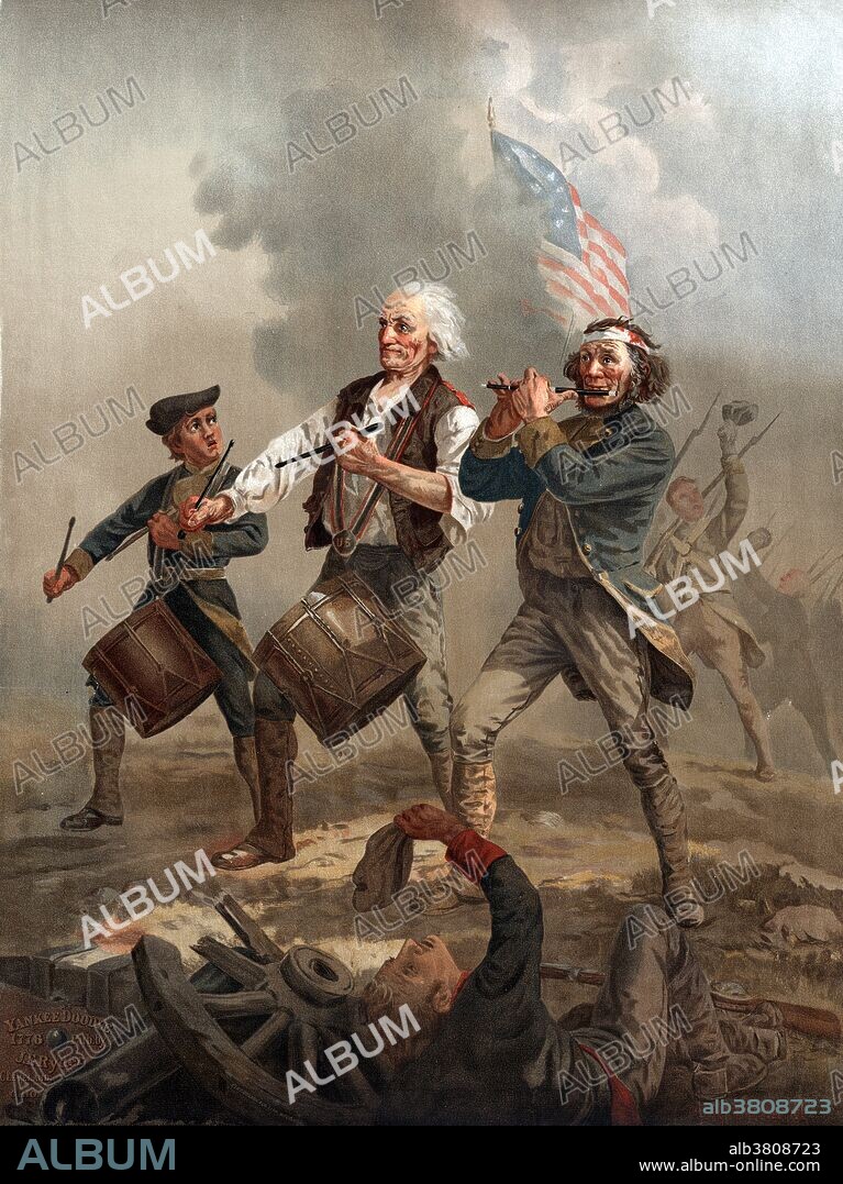 Archibald MacNeal Willard (August 22, 1836 - October 11, 1918) was an American painter. Willard joined the 86th Ohio Infantry in 1863 and fought in the American Civil War. During this time, he painted several scenes from the war. His most famous work is The Spirit of '76 (previously known as Yankee Doodle), which was exhibited at the Centennial Exposition. The original is displayed in Abbot Hall, Marblehead, Massachusetts, with several later variations painted by Willard exhibited around the country (including in the United States Department of State). Of note, he used his father as the model for the middle character of the painting. The painting originated from a sketch done by Willard, which included 3 men dancing and singing.