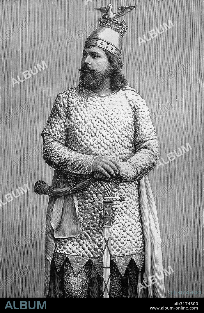 Ernst van dyk as lohengrin, historical illustration circa 1893.