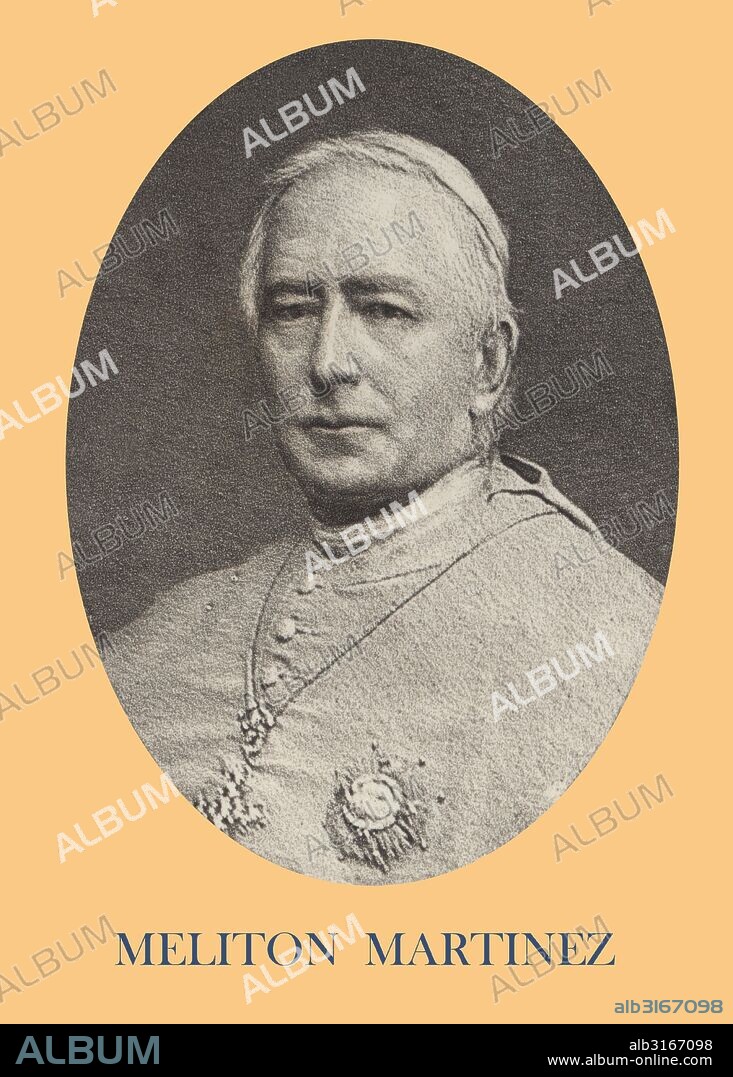 Gregorio Melitón Martínez Santacruz (1815-1885), arzobispo de Manila, Filipinas. Participó en el Concilio Vaticano I. Grabado de 1871.