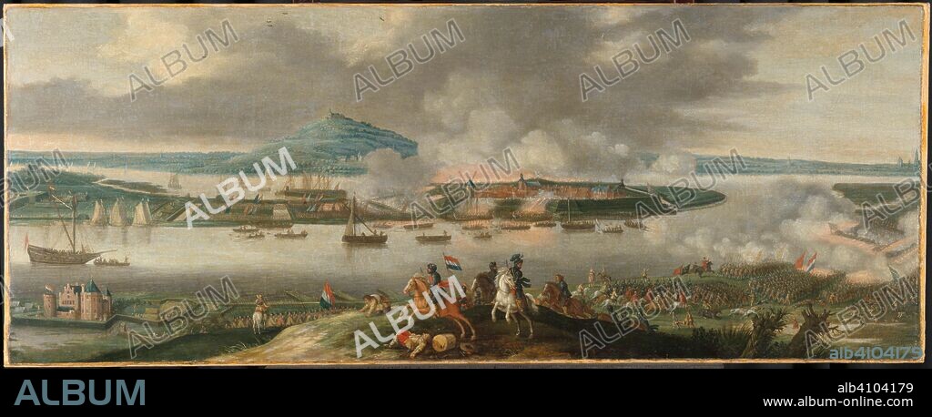 GERRIT VAN SANTEN. The Siege of Schenkenschans in 1636. Siege of Schenckenschans by Prince Frederick Henry, April 1636. Dating: c. 1640. Measurements: h 55 cm × w 139.5 cm × t 6 cm.