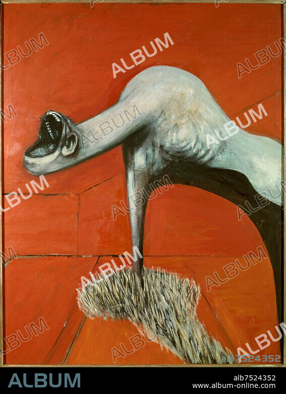 FRANCIS BACON. Bacon, Francis; 1909-1992. "Three Studies for Figures at the Base of a Crucifixion", (Drei Studien zu Figuren am Fuß einer Kreuzigung), rechter Teil, 1944. Öl und Pastell auf Karton, 94 x 74 cm. London, Tate Britain.