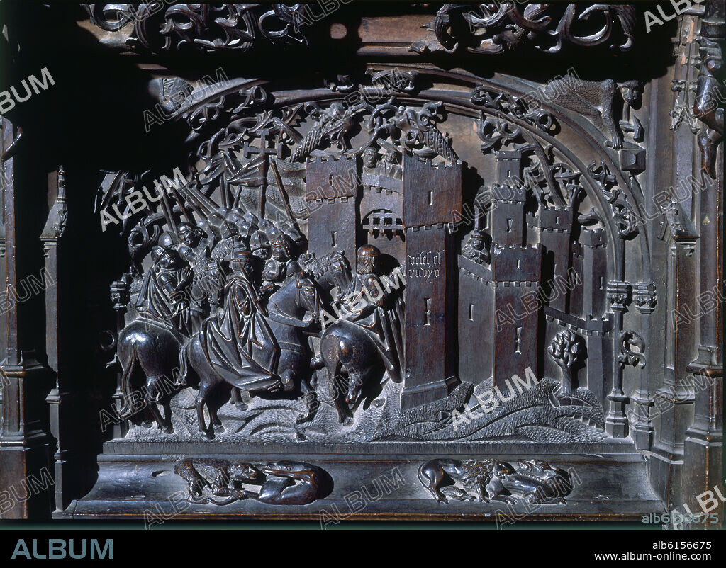 RODRIGO ALEMÁN. SILLERIA BAJA DE LA CATEDRAL DE TOLEDO - TOMA DEL REINO DE GRANADA - VELEZ RUBIO - 1489-1495 - GOTICO ESPAÑOL.