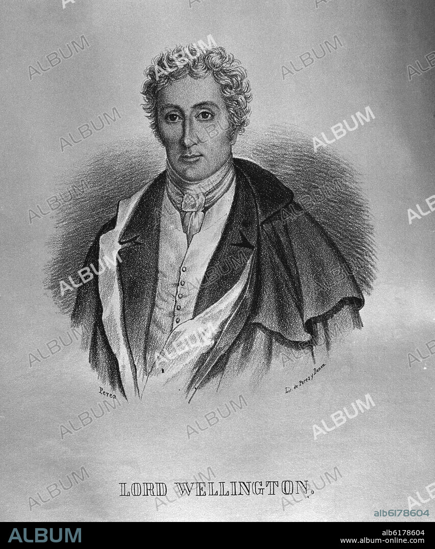 FRANCISCO PEREZ Y JULIO DONON (SIGLO XIX LITOGRAFO. ARTHUR COLLEY WELLESLEY - DUQUE DE WELLINGTON  (1769-1852)   LITOGRAFIA POR PEREZ Y DONON.