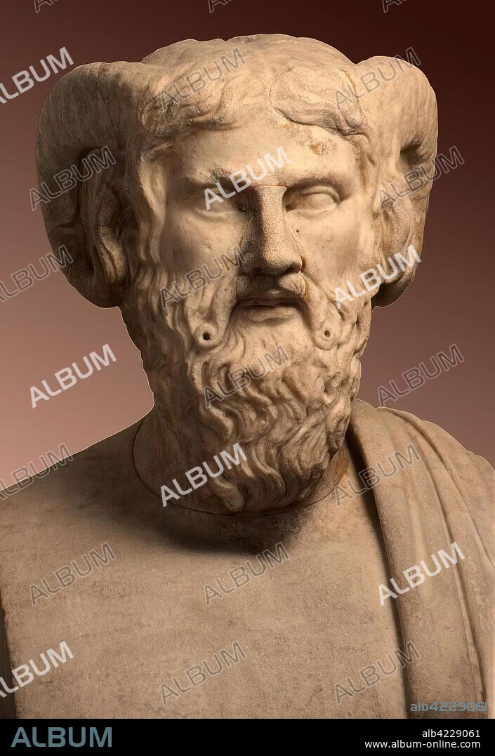 'Herm of Zeus Amun'. Roman copy from a Greek original. Ancient Rome, 1st -2nd centuries. Dimensions: 60 cm.