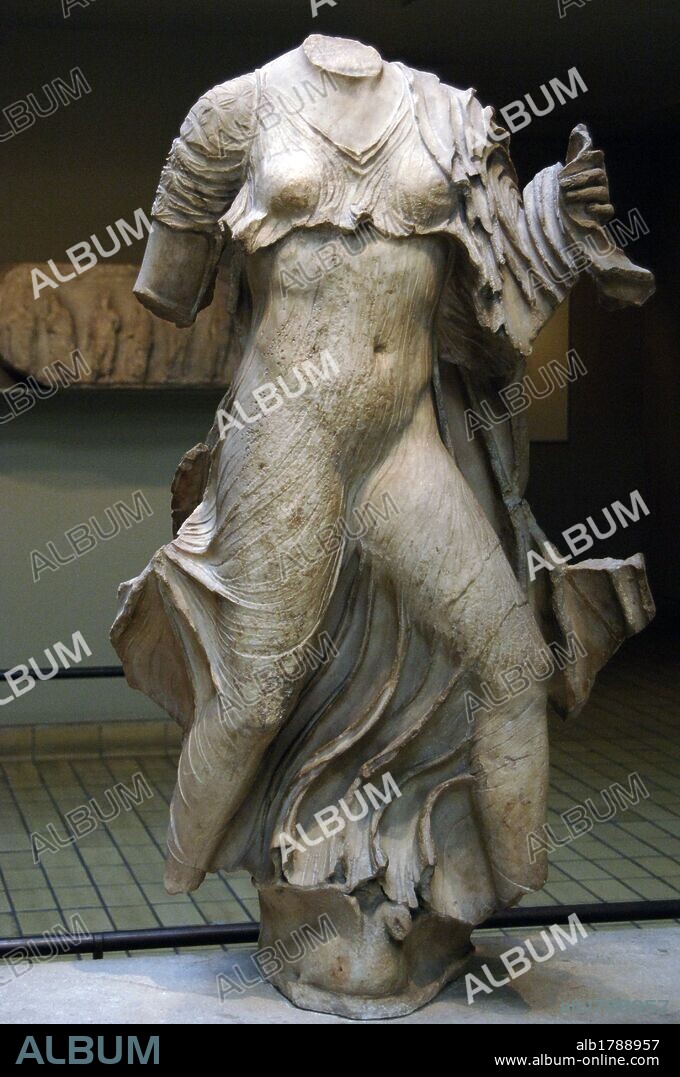 Nereid Monument. Sculptured tomb from Xanthos. Classical period Lycia. Turkey. Statue of Nereid. 390-380 BC. British Museum. London. England. United Kingdom.