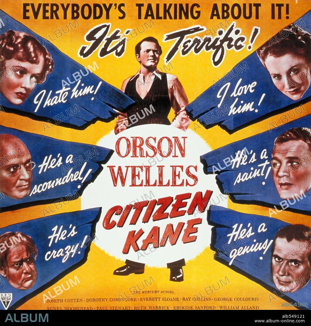 Poster de CIUDADANO KANE, 1941 (CITIZEN KANE), dirigida por ORSON WELLES. Copyright RKO.