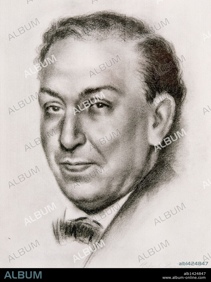 ANTONIO MACHADO (1875-1939). Poeta español perteneciente a la 'Generación del 98'. S. XIX-XX (S. XIX-S. XX). Retrato realizado por el pintor Rafael Peñuelas.