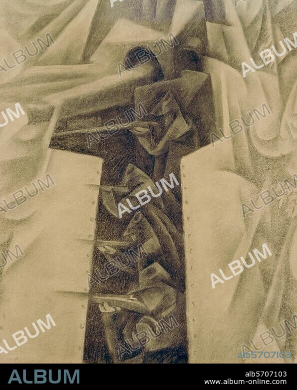GINO SEVERINI. Severini, Gino. 1883-1966. "Treno blindato (Studio) " (Gepanzerter Zug - Studie), 1915. Kohle auf Papier, 53 × 44 cm. Benjamin Sharps and David Sharps Fund 95.58. New York, Museum of Modern Art.