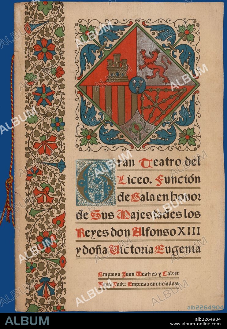 Barcelona. Programa del Gran Teatro del Liceo de la función de gala dedicada a los reyes de España. Año 1923.