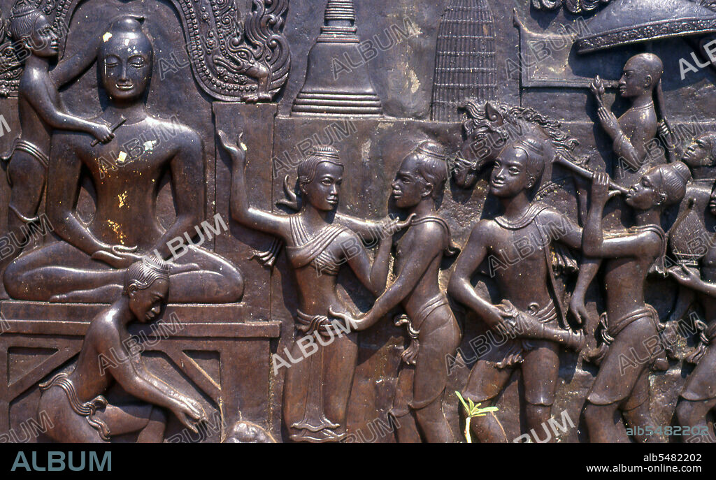 Pho Khun Ram Khamhaeng (birth: around 1237-1247; death: 1298) was the third king of the Phra Ruang dynasty, ruling the Sukhothai Kingdom (a forerunner of the modern kingdom of Thailand) from 1279-1298, during its most prosperous era. He is credited with the creation of the Thai alphabet and the firm establishment of Theravada Buddhism as the state religion of the kingdom. Recent scholarship has cast doubt on his role, however, noting that much of the information relating to his rule may be fabricated in the 19th century in order to legitimize the Siamese state in the face of colonial threats. Sukhothai, which literally means 'Dawn of Happiness', was the capital of the Sukhothai Kingdom and was founded in 1238. It was the capital of the Thai Empire for approximately 140 years.