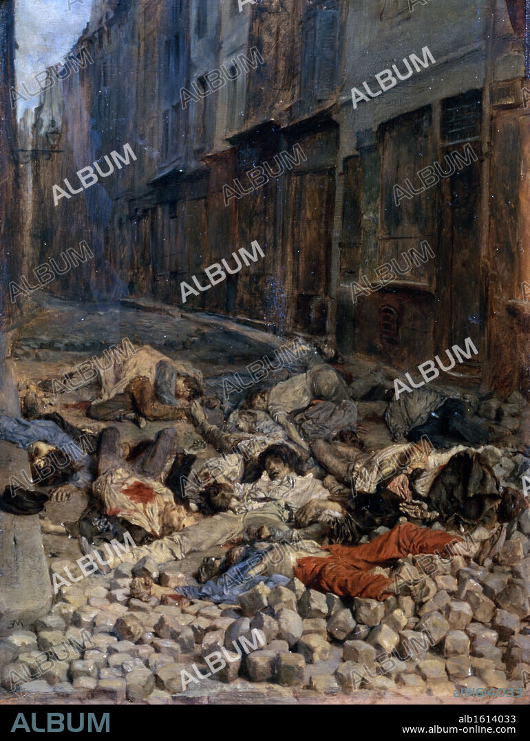 JEAN LOUIS ERNEST MEISSONIER. La Barricade, Rue De La Mortellerie 1848   CA. 19TH C.  Meissonier, Jean Louis Ernest(1815-1891 French)  Musee d'Orsay, Paris, France.
