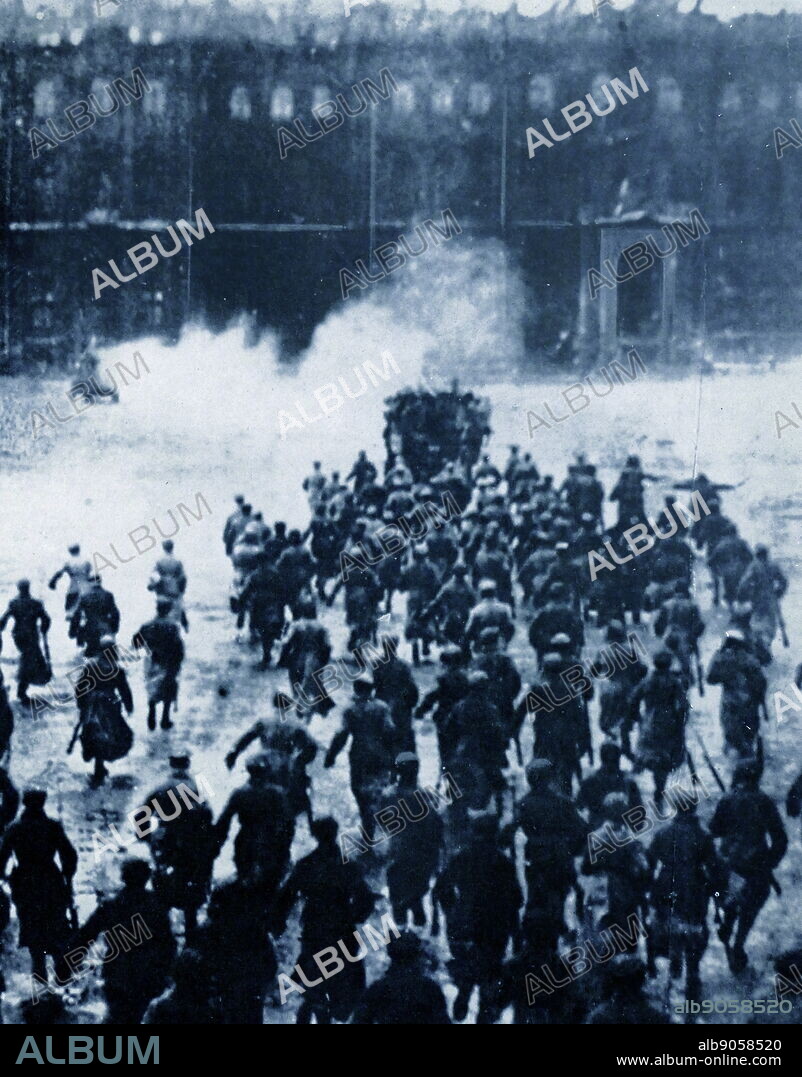 The Storming of the Winter Palace was a 1920 mass re-enactment, based on events in Petrograd (St Petersburg), during the 1917 October Revolution. Taking place on the third anniversary of the revolution, it was directed by Nikolai Evreinov and was subtitled a "mass action." The sets were designed by Yuri Annenkov. The spectacle was staged outside the former Tsarist Winter Palace where the Provisional Government was meeting at the time of the Bolshevik revolution.