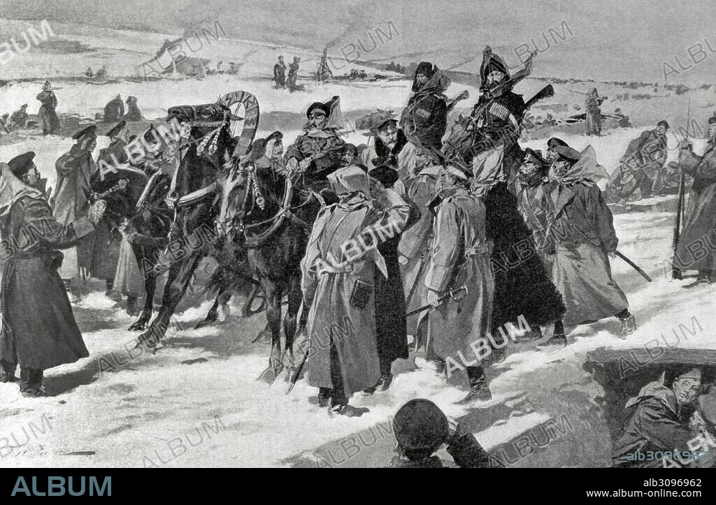 GUERRA RUSO-JAPONESA (1904-1905). Japón entró en guerra con Rusia con la finalidad de asegurarse intereses capitales en Corea y sur de Manchuria. "Tropas rusas". Grabado.