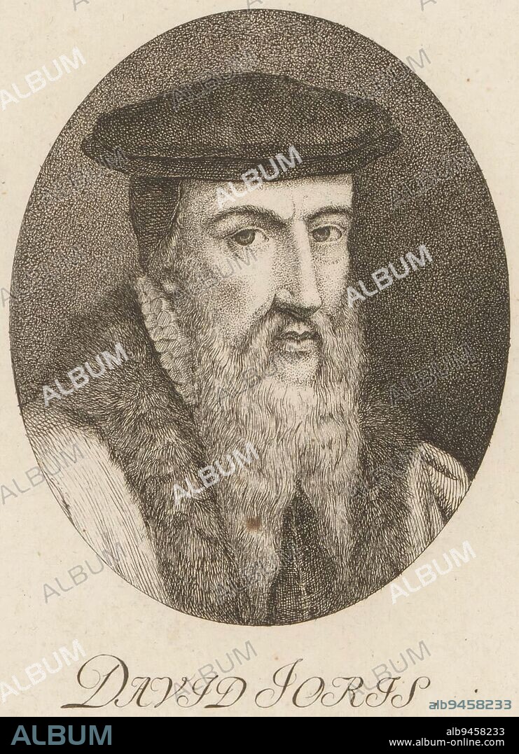 Portrait of David Jorisz, print maker: Heinrich Pfenninger, (mentioned on object), 1759 - 1815, paper, etching, h 126 mm - w 88 mm.