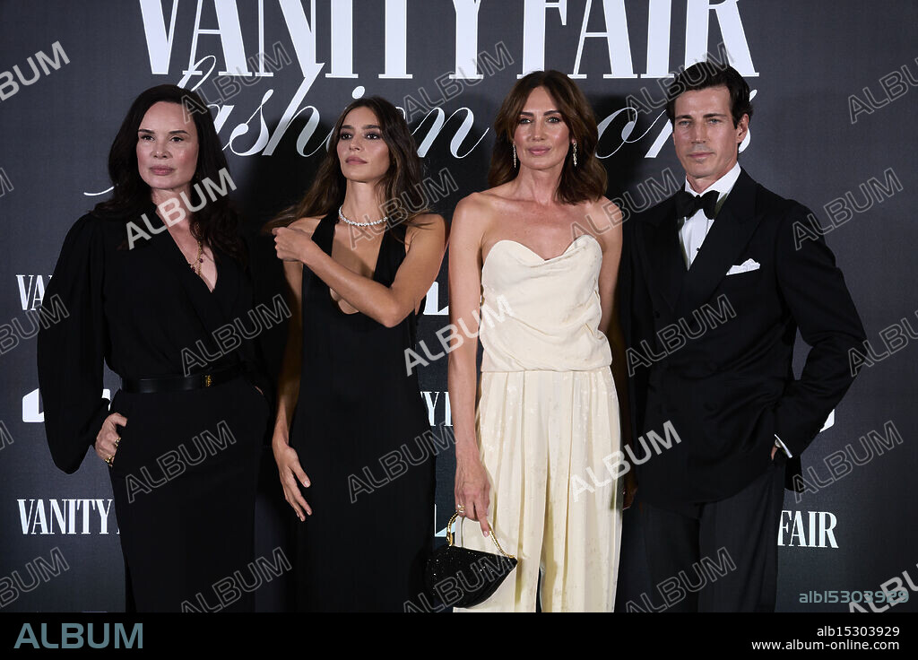 Celia Forner Venturi, Rocio Crusset, Nieves Alvarez, Oriol Elcacho attends Vanity Fair Fashion Icons photocall at El Olivar De El Viso on July 1, 2025 in Madrid, Spain.