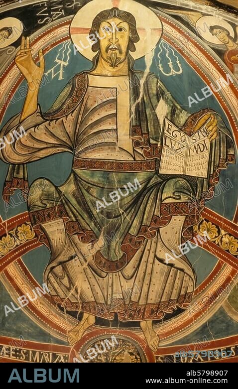 Spanish painting, end of the 12th century. "Maiestas Domini". Mural from S.Clemente de Tahull.