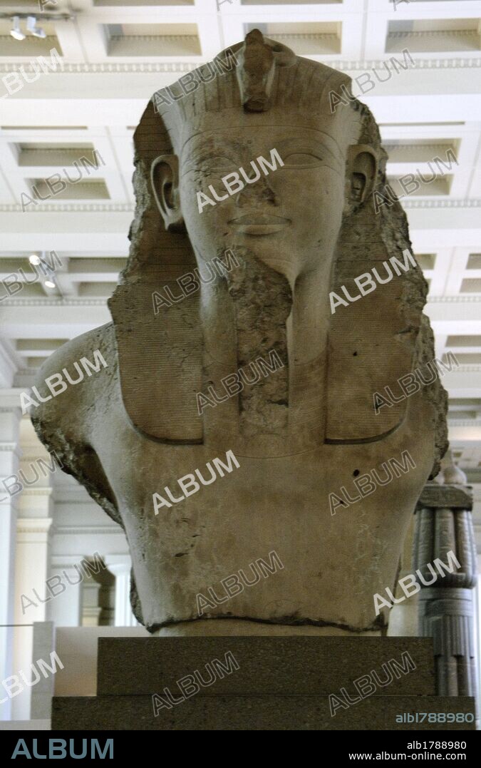 Amenhotep III, also known as Amenhotep the Magnificent. Pharaon on the 18th Dynasty.  About 1386-1349 BC. Egyptian New Kingdom. Colossal statue. From Thebes. British Museum. London. England. United Kingdom.