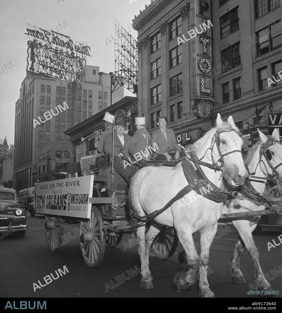 WILLIAM PAUL GOTTLIEB. Portrait of Art Hodes and Henry (Clay) Goodwin, Times Square, New York, N.Y., ca. July 1947.