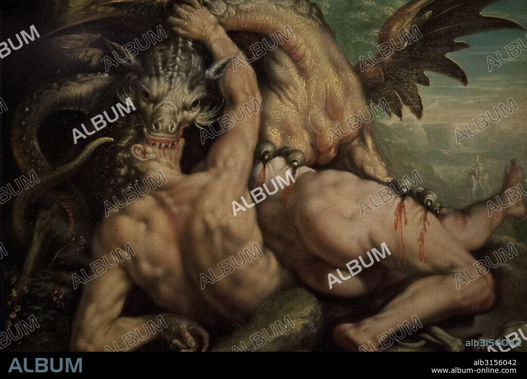Hendrik Goltzius (1558-1617). German-born Dutch painter. Northern Mannerism. "Dragon devouring the companions of Cadmus". 2nd hald half 17th century. Kunsthistorisches Museum (Art History Museum). Vienna. Austria.