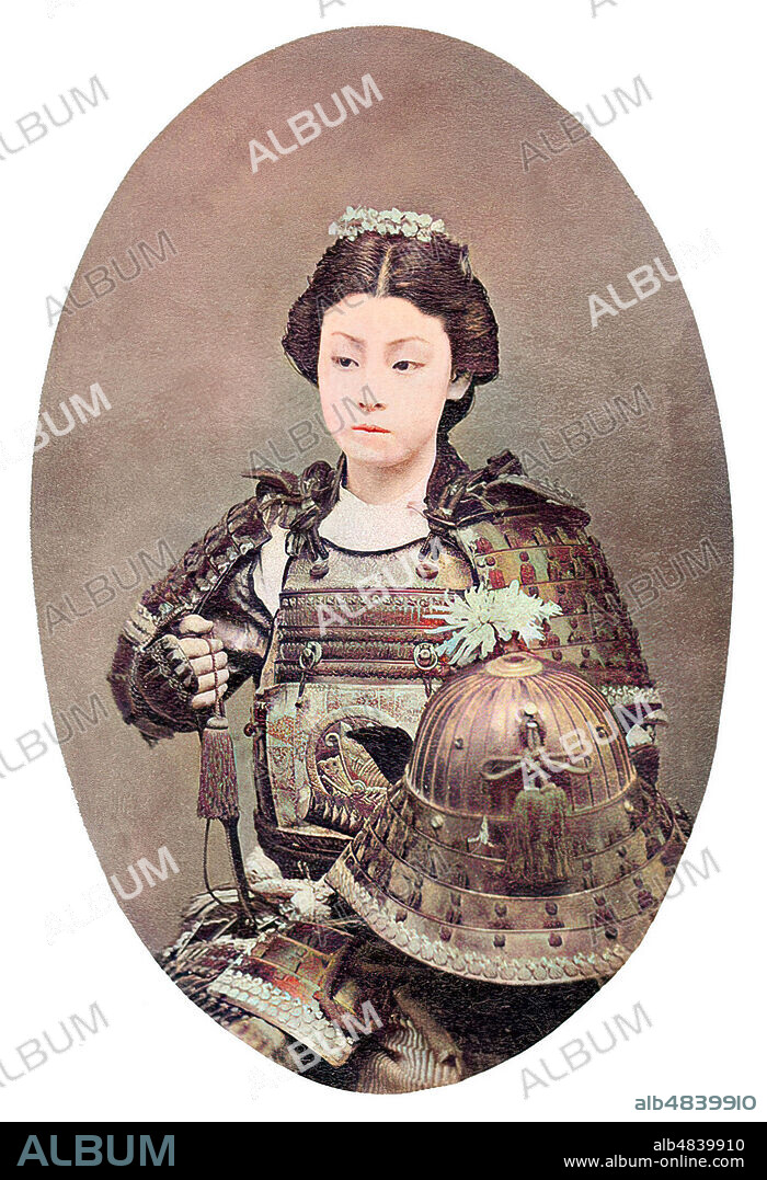 Japan: Portrait of a Japanese actress dressed as an onna bugeisha or female warrior, member of the samurai class, c. 1870.