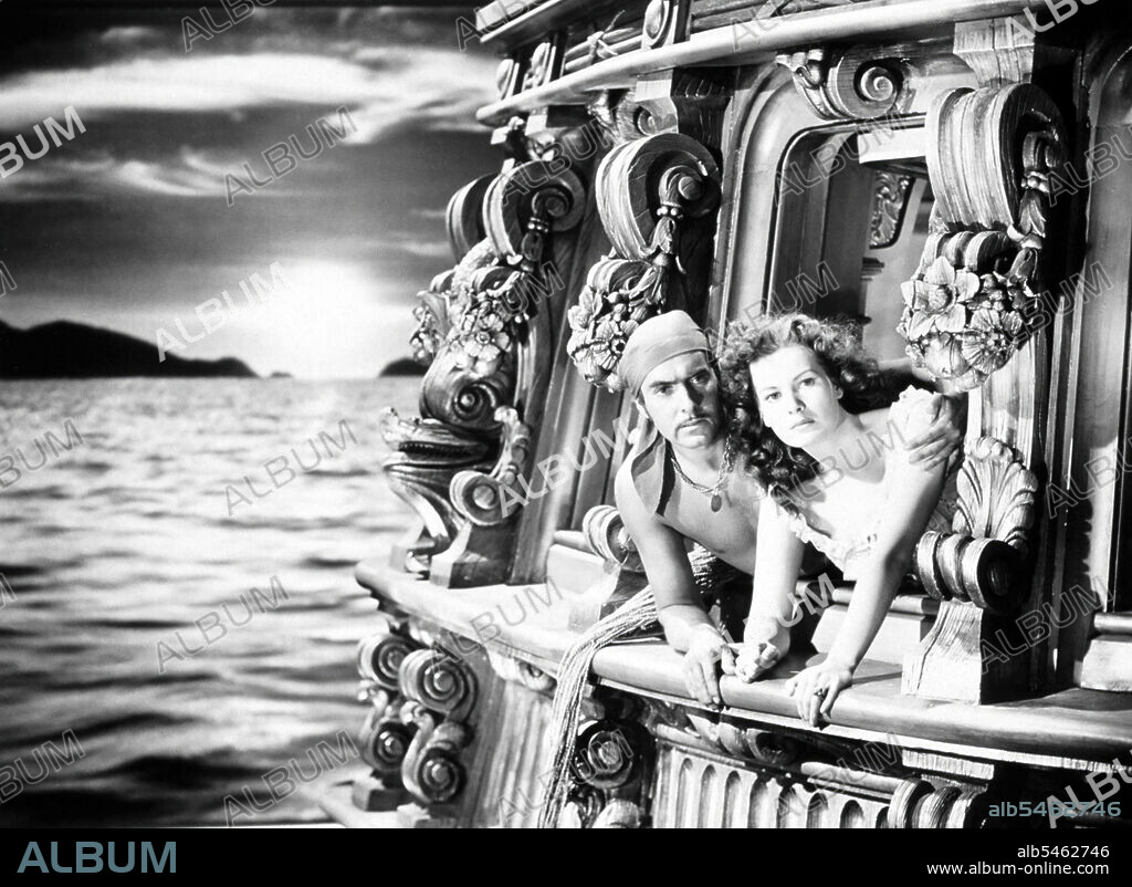MAUREEN O'HARA y TYRONE POWER en EL CISNE NEGRO, 1942 (THE BLACK SWAN), dirigida por HENRY KING. Copyright 20TH CENTURY FOX.