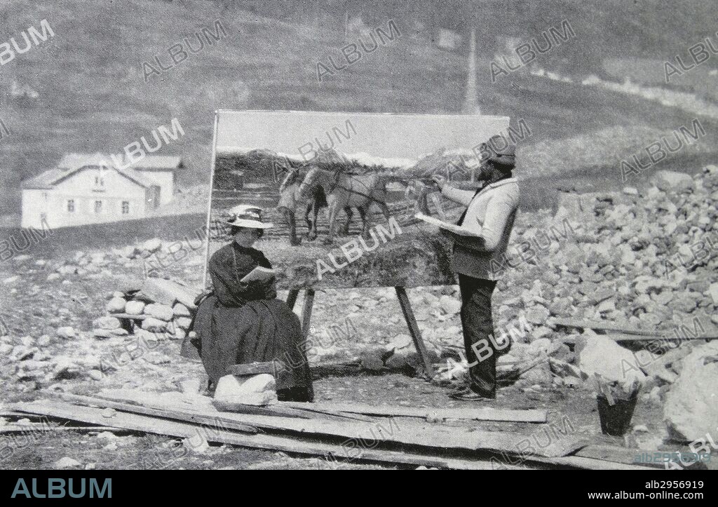Giovanni Segatini (1858-1899) in Savognino, a municipality in the district of Albula in Switzerland, with Luigia Pierina Bugatti (1862–1938), known as "Bice",.