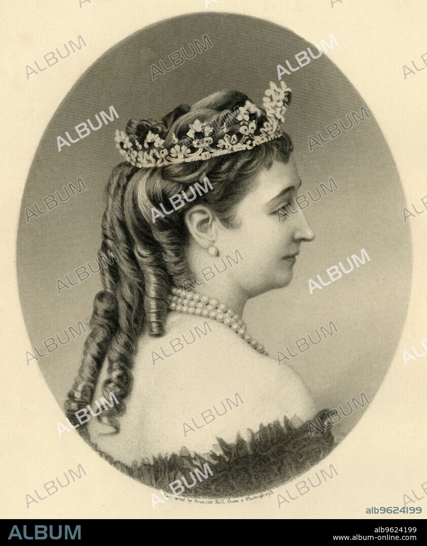 FRANCIS HOLL. 'Eugenie, Empress Regent of France', c1872. Portrait of Spanish-born Empress Eugenie (1826-1920). She became Empress Consort after she married Emperor Napoleon III of France in 1853. From "The Franco-Prussian War: its causes, incidents and consequences", Volume II, by Captain H M Hozier. [William Mackenzie, London, 1872].
