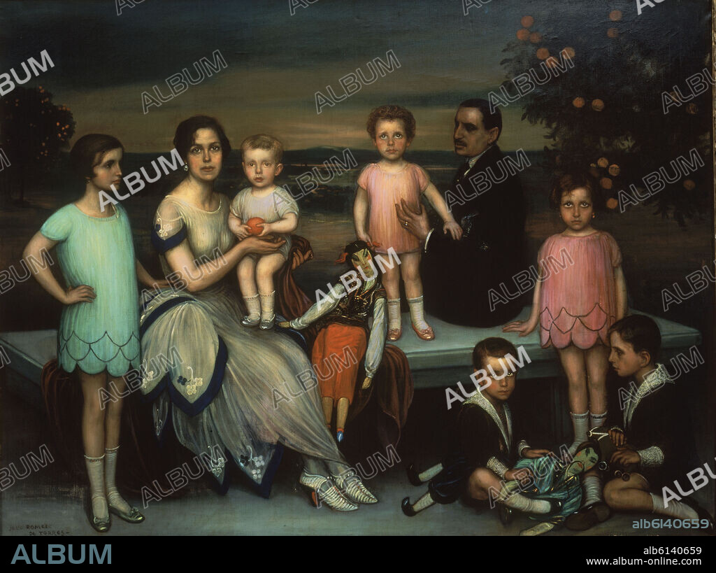 JULIO ROMERO DE TORRES. RETRATO DE LA FAMILIA CASANA-HAC 1920/25-OLEO/LIENZO-159X210 CM.