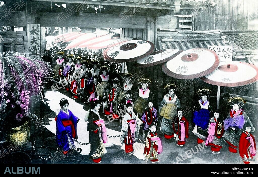 Oiran (??) were the courtesans of Edo period Japan. The oiran were considered a type of yujo (??) 'woman of pleasure' or prostitute. However, they were distinguished from the yujo in that they were entertainers, and many became celebrities of their times outside the pleasure districts. Their art and fashions often set trends among the wealthy and, because of this, cultural aspects of oiran traditions continue to be preserved to this day. The oiran arose in the Edo period (1600–1868). At this time, laws were passed restricting brothels to walled districts set some distance from the city center. In the major cities these were the Shimabara in Kyoto, the Shinmachi in Osaka, and the Yoshiwara in Edo (present-day Tokyo). These rapidly grew into large, self-contained 'pleasure quarters' offering all manner of entertainments. Within, a courtesan’s birth rank held no distinction, which was fortunate considering many of the courtesans originated as the daughters of impoverished families who were sold into this lifestyle as indentured servants. Instead, they were categorized based on their beauty, character, education, and artistic ability. Among the oiran, the tayu (??) was considered the highest rank of courtesan and were considered suitable for the daimyo or feudal lords. In the mid-1700s courtesan rankings began to disappear and courtesans of all classes were collectively known simply as 'oiran'. The word oiran comes from the Japanese phrase oira no tokoro no nesan (????????) which translates as 'my elder sister'. When written in Japanese, it consists of two kanji, ? meaning 'flower', and ? meaning 'leader' or 'first', hence 'Leading Flower' or 'First Flower'.